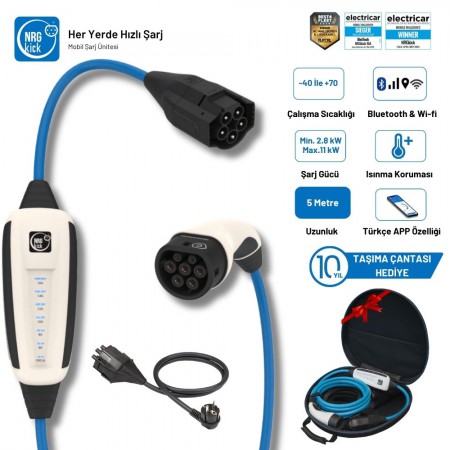 NRGkick Çantalı Başlangıç Set 16A 11kW 5 Metre AC Mobil Elektrikli Araç Şarj İstasyonu Ev Prizli (Wallbox)