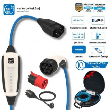 NRGkick Çantalı Standart Plus 32A 2.8kW & 22kW 10 Metre Wifi Bluetooth Mobil Elektrikli AC Taşınabilir Araç Şarj İstasyonu Wallbox